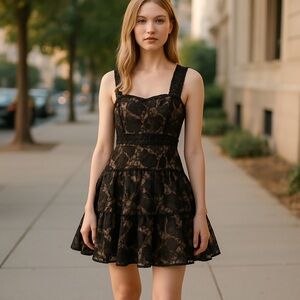 Blondie‎ Nites By Stacey Sklar Black Lace Dress Size 7